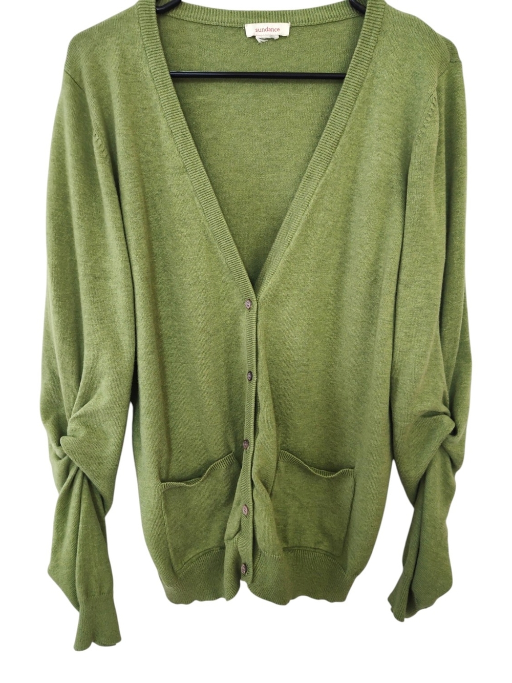 Sundance Green V-Neck Button Front Cardigan